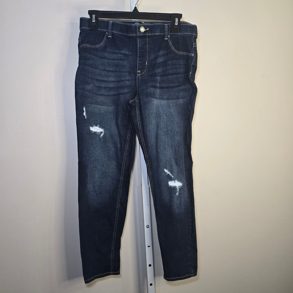 Wonder Nation Girls XL 14-16 Plus Dark Wash Distressed Denim Jeggings